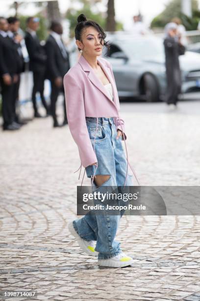 Jessica Wang is seen during the 75th annual Cannes film festival on May 22, 2022 in Cannes, France.