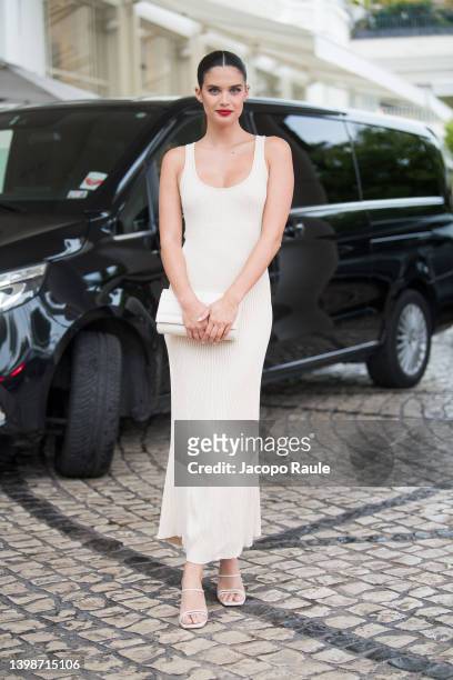 Sara Sampaio is seen at Hotel Martinez during the 75th annual Cannes film festival on May 22, 2022 in Cannes, France.
