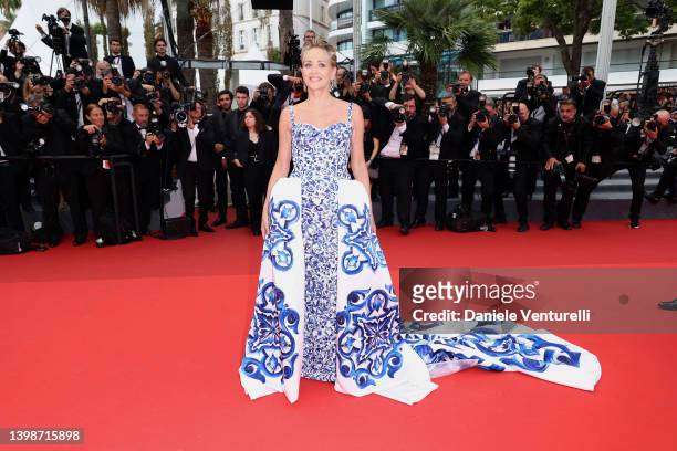Sharon Stone attends the screening of "Forever Young " during the 75th annual Cannes film festival at Palais des Festivals on May 22, 2022 in Cannes,...