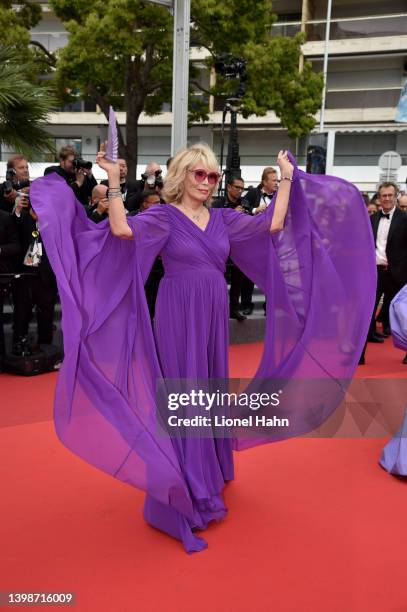 Amanda Lear attends the screening of "Forever Young " during the 75th annual Cannes film festival at Palais des Festivals on May 22, 2022 in Cannes,...