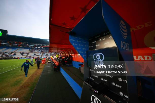 View of VAR screen prior the semifinal second leg match between Pachuca and America as part of the Torneo Grita Mexico C22 Liga MX at Hidalgo Stadium...
