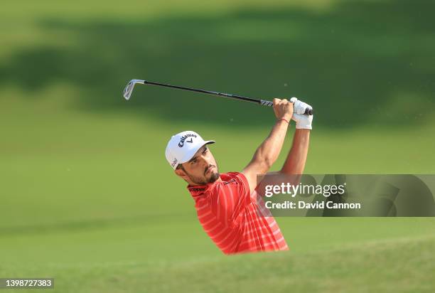 Abraham Ancer of Mexic plays his third shot on the 16th hole during the final round of the 2022 PGA Championship at Southern Hills Country Club on...