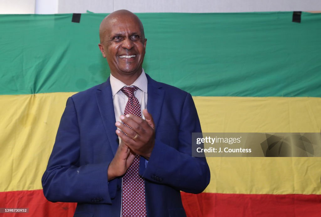 Journalist and political leader Eskinder Nega attends a town hall