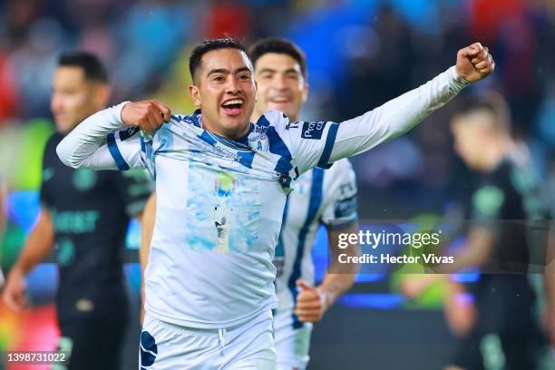 Erick Sanchez of Pachuca celebrates after scoring his team’s second goal during the semifinal second leg match between Pachuca and America as part of...