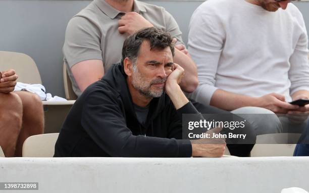 Sergi Bruguera, coach of Alexander Zverev aka Sascha Zverev of Germany during day 1 of the French Open 2022, second tennis Grand Slam of the year at...