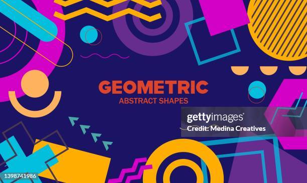 colorful geometric element shapes background - funky shapes stock illustrations