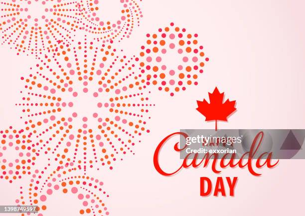 canada day fireworks graphic - maple leaf logo stock illustrations