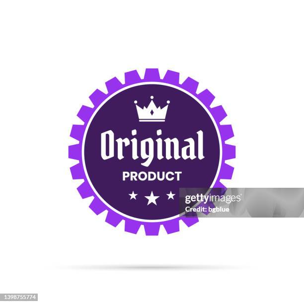 trendy purple badge - original product - authentic stock illustrations