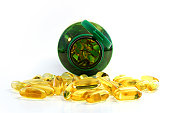Front close up of fish oil caplet