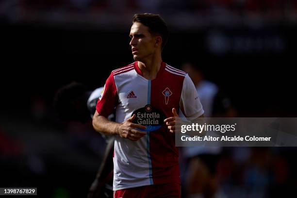 Denis Suarez of Celta de Vigo looks on during the LaLiga Santander match between Valencia CF and RC Celta de Vigo at Estadio Mestalla on May 21, 2022...