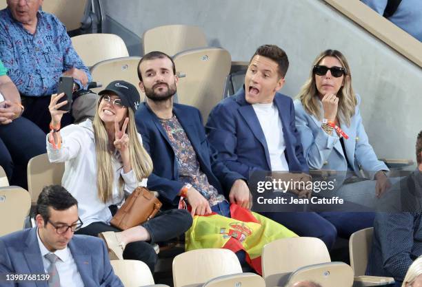 Ander Herrera of PSG and his wife Isabel Collado attend day 1 of the French Open 2022, second Grand Slam tennis tournament of the season at Stade...