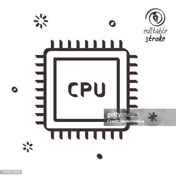 playful line illustration for central processing unit - microelectronics factory stock illustrations