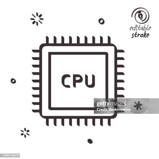 playful line illustration for central processing unit - scarce stock illustrations