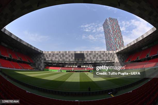 General view inside the Arena Kombetare on May 23, 2022 in Tirana, Albania. AS Roma will face Feyenoord in the UEFA Conference League final on May...