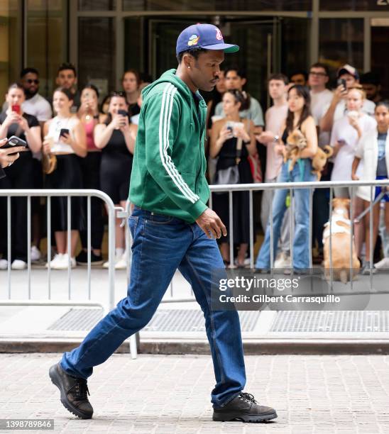 Singer-songwriter Frank Ocean is seen arriving to Balenciaga Spring 2023 fashion show at New York Stock Exchange on May 22, 2022 in New York City.