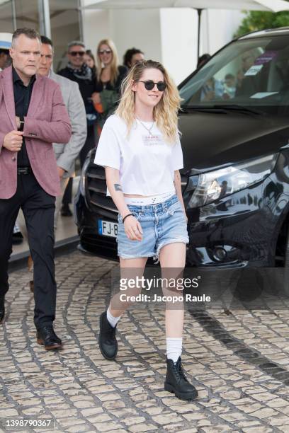 Kristen Stewart is seen at Hotel Martinez during the 75th annual Cannes film festival at on May 23, 2022 in Cannes, France.