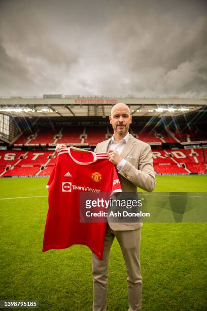 Manager Erik ten Hag of Manchester United poses at Old Trafford on May 23, 2022 in Manchester, England.