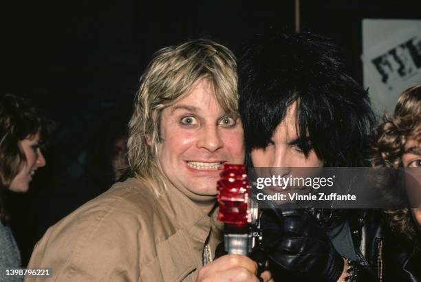 British singer and songwriter Ozzy Osbourne and American musician and songwriter Nikki Sixx attend the after party following a concert date on...