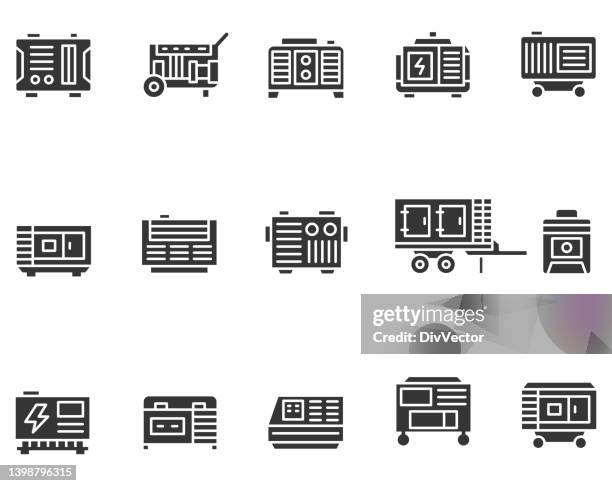 generator icon set - generator stock illustrations