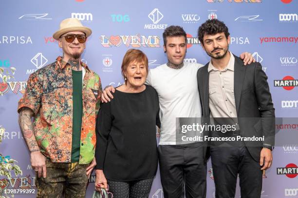 Ax, President of Tog Antonia Madella Noja, Fedez and Councilor for Culture Tommaso Sacchi attend "Love MI" Press Conference And Photocall at Palazzo...