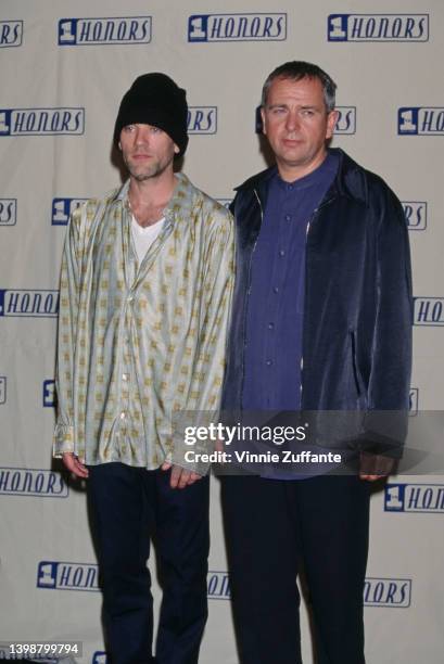 American singer and songwriter Michael Stipe and British singer and songwriter Peter Gabriel attend the VH1 Honors Gala, held at the Universal...