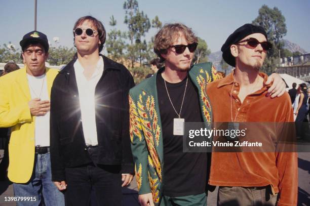 American rock band REM attend the 1993 MTV Video Music Awards, held at the Universal Amphitheater in Los Angeles, California, 3rd September 1993.