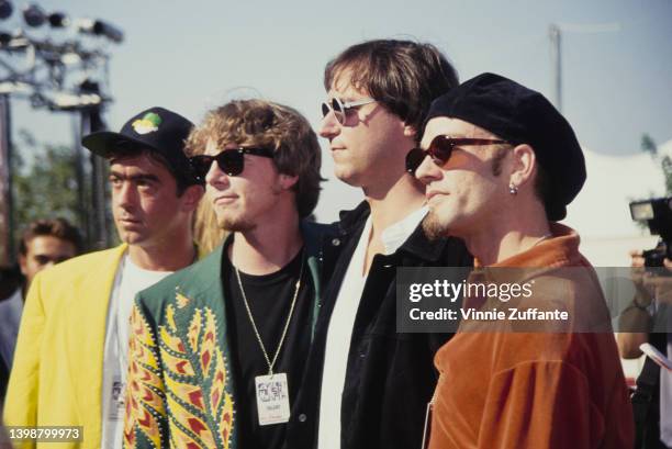 American rock band REM attend the 1993 MTV Video Music Awards, held at the Universal Amphitheater in Los Angeles, California, 3rd September 1993.