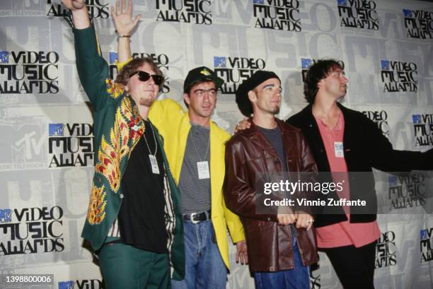 American rock band REM attend the 1993 MTV Video Music Awards, held at the Universal Amphitheater in Los Angeles, California, 3rd September 1993.