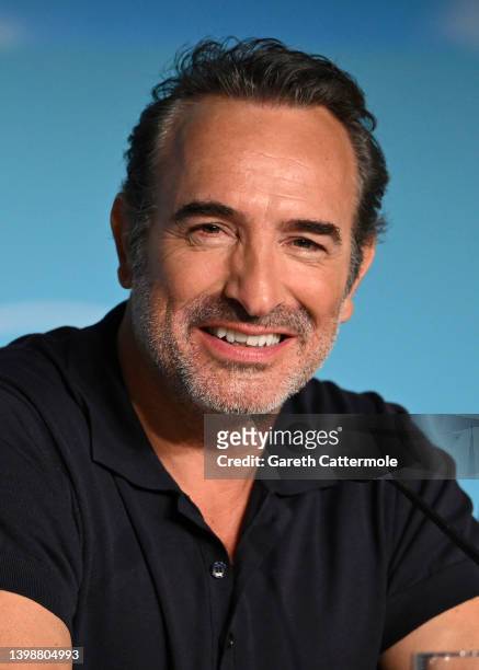 Jean Dujardin attends the press conference for "November " during the 75th annual Cannes film festival at Palais des Festivals on May 23, 2022 in...