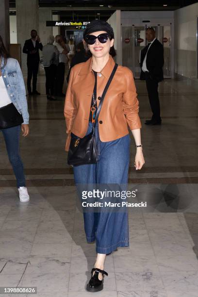 Actress Amira Casa is seen arriving ahead of the 75th annual Cannes film festival at Nice Airport on May 23, 2022 in Nice, France.