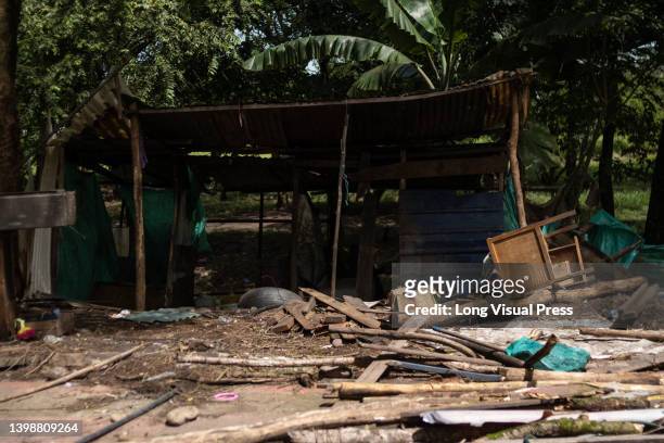 Debris left from a structure is seen as people of Villavicencio, Colombia react and stay in shelters after the Guatiquia river overflowed its banks...