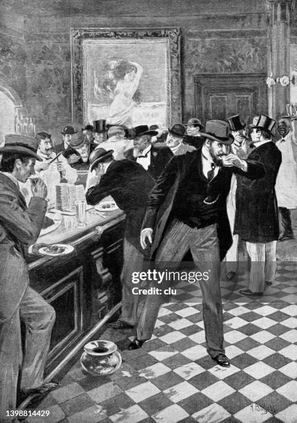 american free lunch bar - cafeteria worker stock illustrations