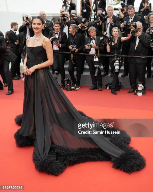 Sara Sampaio attends the screening of "Forever Young " during the 75th annual Cannes film festival at Palais des Festivals on May 22, 2022 in Cannes,...