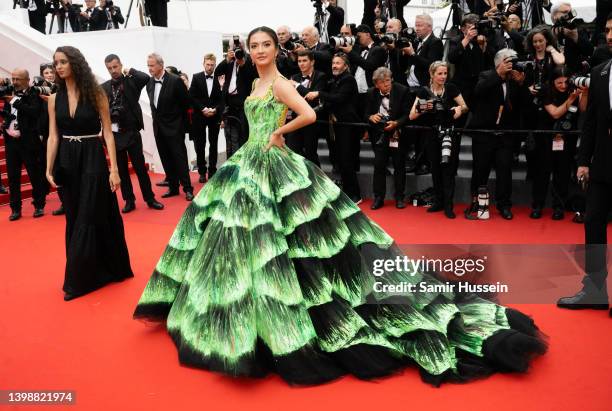 Raline Shah attends the screening of "Forever Young " during the 75th annual Cannes film festival at Palais des Festivals on May 22, 2022 in Cannes,...