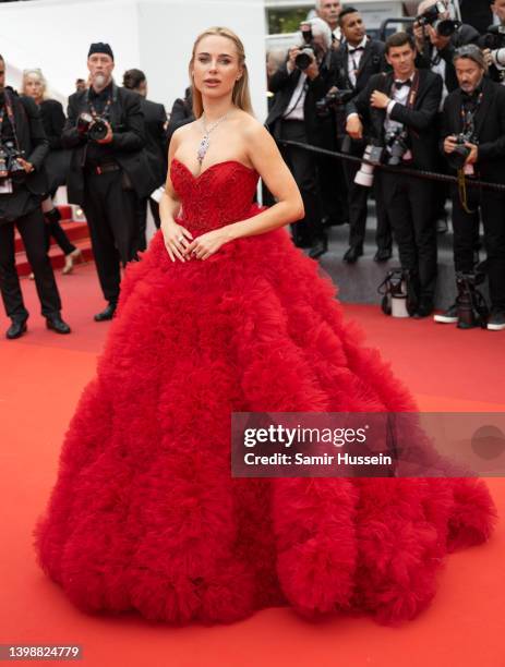 Kimberley Garner attends the screening of "Forever Young " during the 75th annual Cannes film festival at Palais des Festivals on May 22, 2022 in...