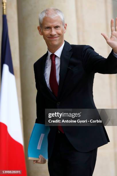 French Junior Minister for Foreign Trade Franck Riester arrives for the first weekly cabinet meeting held by the new French Prime Minister at The...