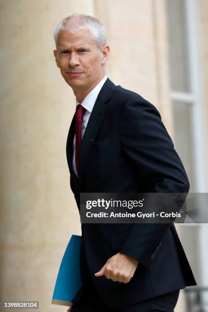 French Junior Minister for Foreign Trade Franck Riester arrives for the first weekly cabinet meeting held by the new French Prime Minister at The...