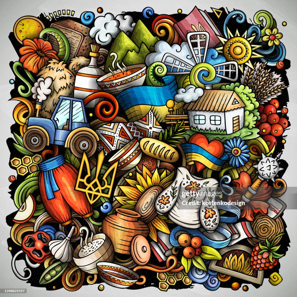 Ukraine Cartoon Ukraine Cartoon Vector Doodles Illustration High-Res Vector Graphic ...