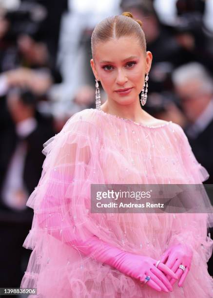 Marina Ruy Barbosa attends the screening of "Decision To Leave " during the 75th annual Cannes film festival at Palais des Festivals on May 23, 2022...
