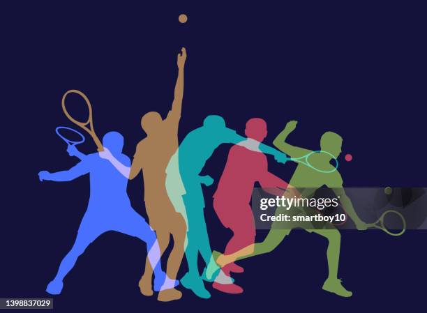 male tennis players - tournament champion stock illustrations