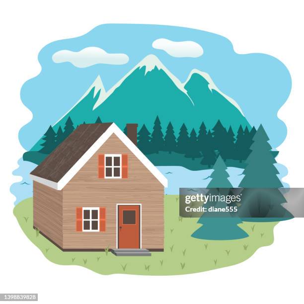 camping adventure on a transparent base - cottage stock illustrations