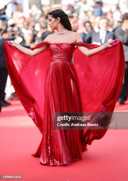 Sara Sampaio attends the screening of "Decision To Leave " during the 75th annual Cannes film festival at Palais des Festivals on May 23, 2022 in...