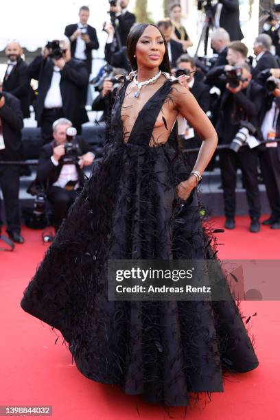 Naomi Campbell attends the screening of "Decision To Leave " during the 75th annual Cannes film festival at Palais des Festivals on May 23, 2022 in...