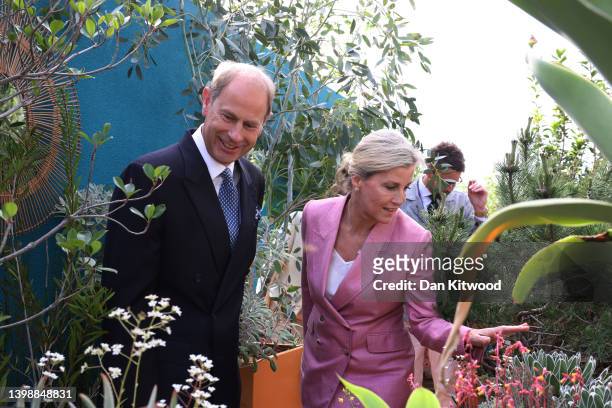 Prince Edward, Earl of Wessex and Sophie, Countess of Wessex are given a tour of The Chelsea Flower Show 2022 at the Royal Hospital Chelsea on May...