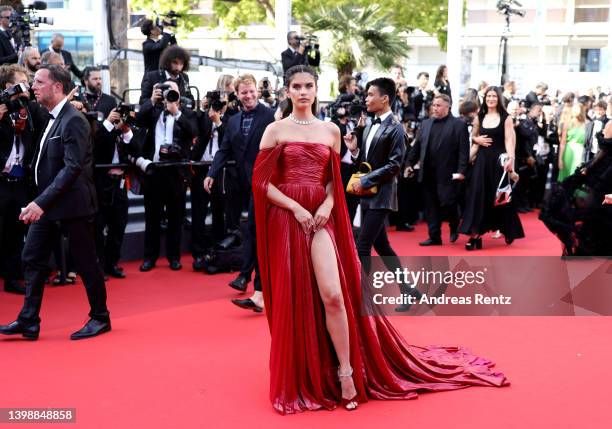 Sara Sampaio attends the screening of "Decision To Leave " during the 75th annual Cannes film festival at Palais des Festivals on May 23, 2022 in...