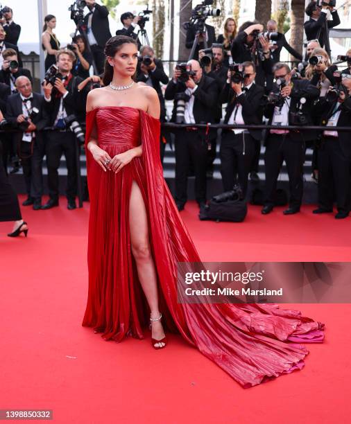 Sara Sampaio attends the screening of "Decision To Leave " during the 75th annual Cannes film festival at Palais des Festivals on May 23, 2022 in...