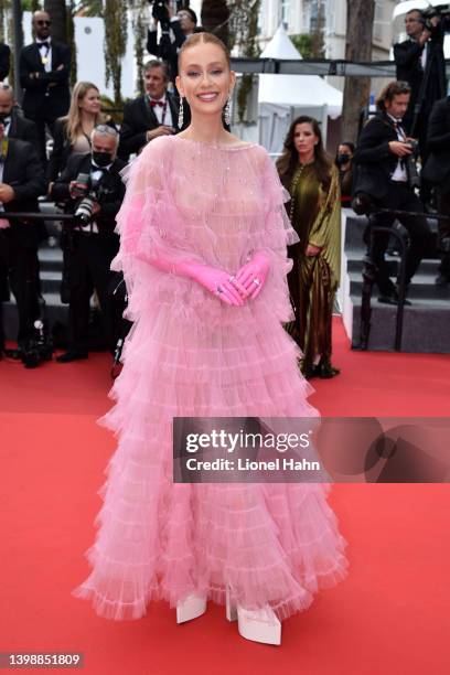 Marina Ruy Barbosa attends the screening of "Decision To Leave " during the 75th annual Cannes film festival at Palais des Festivals on May 23, 2022...