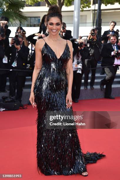 Deepika Padukone attends the screening of "Decision To Leave " during the 75th annual Cannes film festival at Palais des Festivals on May 23, 2022 in...