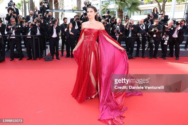 Sara Sampaio attends the screening of "Decision To Leave " during the 75th annual Cannes film festival at Palais des Festivals on May 23, 2022 in...