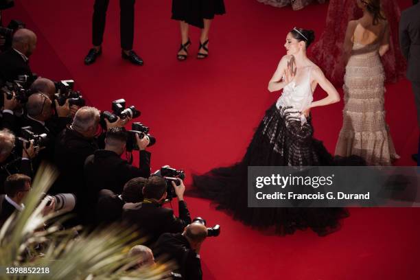 Coco Rocha attends the screening of "Decision To Leave " during the 75th annual Cannes film festival at Palais des Festivals on May 23, 2022 in...